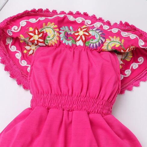 Toddler Girls Traditional Mexican Folklorico Dress Floral Embroidered Kids Cinco de Mayo Fiesta Party Dresses in Saudi Arabia