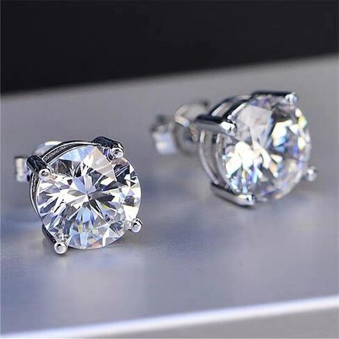 Classic Stud Earrings for Women Men 5A Cubic Zirconia Brilliant Cut 925 Sterling Silver White Gold Plated for Wedding Party Gift Jewelry 0.8ct/6.0mm in Saudi Arabia