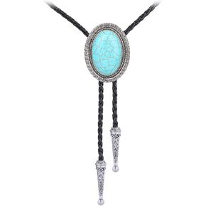 GelConnie Bolo Tie for Men Western Cowboy Tie Necklace Silver Bolo Tie Leather Necktie Halloween Tie Accessories for Women