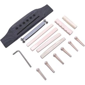15Pcs Guitar Rosewood Bridge & Saddle Nut & Adjustable Shaft & 6pcs Bridge Pins Repair Kit for 6 String Classical/Acoustic Guitar Replacement