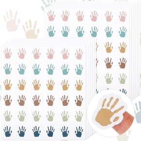Whaline 720Pcs Colorful Handprint Stickers Back to School Handprint Shape Decals Rainbow Color Self-Adhesive Label Stickers for Greeting Invitation Cards Envelope Gift Wrapping Supplies, 6 Colors