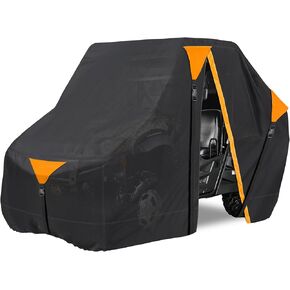 UTV Cover Outdoor Waterproof All-Weather Protection for Polaris RZR Yamaha Can-Am Defender Kawasaki Ranger Cover with Unique Zipper & Heavy Duty Windproof Buckle(Orange,2-3 Seater Plus)
