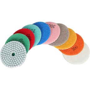 findmall 3 Inch Diamond Polishing Pads with 1Pcs 3 Inch Backer Pad, 11Pcs 50-3000 Grit Polishing Pad Kit Fit for Drill, Grinder, Polisher