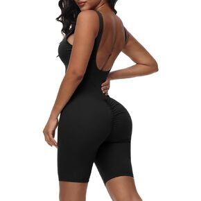 Wenlia Womens Sleeveless Scrunch Butt Workout Romper Backless Bodycon Athletic Short Bodysuit Unitard One Piece Jumpsuit