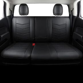 LUCKYMAN CLUB K9 Colorado Custom Car Pickup Front Seat Covers, Fit 2015 2016 2017 2018 2019 2020 2021 2022 Chevy Colorado Z71 LT ZR2 Work Truck, Waterproof Faux Leather (Front Only, Black)