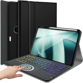 Backlit Touchpad Keyboard Case for OnePlus Pad 11.61 Inch 2023 Release, 3-Zone Rainbow Backlight Detachable Wireless Keyboard with Slim Stand Cover Case for OnePlus Pad 11.6" Tablet