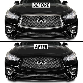 SlickMod Chrome Delete Blackout Vinyl Overlay for 2018-2022 Infiniti Q50 Front Grill Trim (Gloss Black)