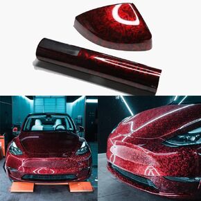 XhuangTech Forged Carbon Fiber Vinyl Wrap Carbon Vinyl Wrap Adhesive Motorcycle Sticker Decal Anti-Wrinkle Bubble Free Replacement Car Sticker (Red, 11.81"x59.84"（30x152CM)