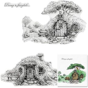 Tree House Clear Stamps for Card Making and Photo Album Decorations, Fairytale Life Transparent Rubber Stamps Seal for DIY Scrapbooking