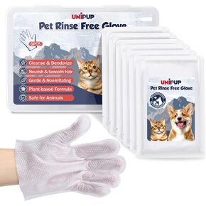 Cleaning Gloves Wipes for Dogs and Cats, Deodorizing Dog Glove Wipes with Coconut Scented, Cat Cleaning Gloves Dog Grooming Wipes for Pet Daily Care and Travel, Rinse Free 6 Count