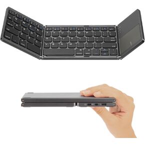 LAMA Foldable Bluetooth Keyboard, Folding Wireless Keyboard with Trackpad and Numeric Keypad, Portable Keyboard for iPad Tablet Smartphone Laptop PC Android Windows iOS, Support 3 Device