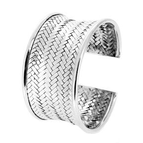 Chunky Statement 925 Sterling Silver Cuff Bangle Bracelet for Women - Women's 35mm Wide Woven Braided Cuff - Ideal gift for her