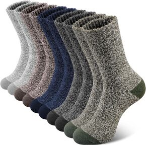 SIMIYA 5 Pairs Merino Wool Socks Mens, Super Thick Mens Hiking Socks Thermal Wool Socks for Cold Weather(7-13)