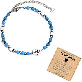 2024 Graduation Gifts for Her, Compass Natural Stone Beaded Bracelet for Girls Women Sister Granddaughter Niece Inspirational High School College Jewelry Gift.
