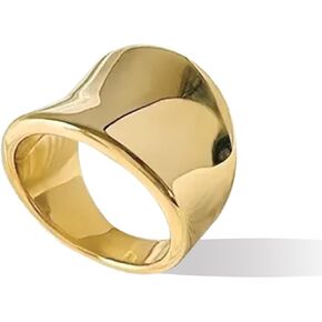 14K Gold Wide Band Rings for Women Chunky Gold Rings That Don't Tarnish Size 6-11 Statement Rings for Women Gold and Silver Rings for Women Girls