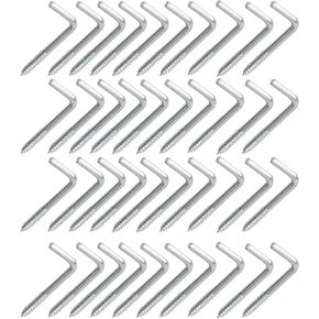 Square Bend Hooks, M4.7-50x18mm Right-Angle L Shaped Hooks 7 Shape Self-Tapping Screw Hooks for Hanging Heavy Duty Thing, Hang Display Medal Jewelry, Zinc Plated 50 PCS in Kuwait