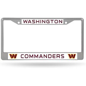 Rico Industries NFL Washington Commanders License Plate Chrome Frame 12" x 6" 12" x 6" Chrome Frame - Car/Truck/SUV Automobile Accessory