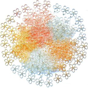 200PCS Open Back Bezel Flower Pendants Alloy Hollow Frame Petal Blossom Charms For DIY UV Resin Pressed Flower Necklace Earring Bracelet Jewelry Making (Mixed Colors)