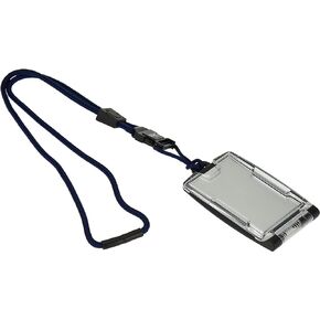 EK USA FIPS 201 One Hander ID Card Holder with Lanyard, Secure Badge Holder for CAC Card, 2 sided – Navy