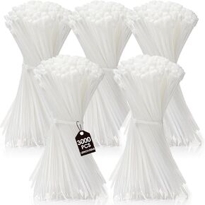3000 Pieces Cable Zip Ties Bulk Heavy Duty Cable Ties Nylon Tie Wraps Self Locking Wire Ties for Plants Gardening Farming Grid Wall Fence Indoor and Outdoor(Black, 8" (27lb))