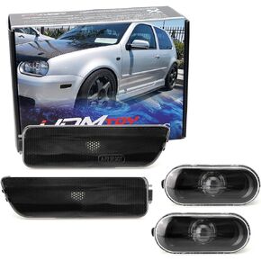 iJDMTOY Euro Smoked Lens Bumper & Fender Side Marker، مجموعة مبيت إضاءة مكرر متوافقة مع Volkswagen: 1999-2005 MK4 Golf GTI R32 Rabbit Jetta، استبدل مصابيح العلامات الجانبية OEM in Kuwait