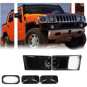 4 PCS Amber LED Side Marker Light for Hummer H2 2003-2009, H2 Smoked Lens Front Turn Signal Indicator, 144 SMD LED Sidemarker Lamps - 2 Amber+2 Red