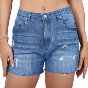 Genleck Women's High Waisted Ripped Stretchy Denim Shorts Casual Jeans Shorts Hot Shorts Summer
