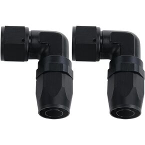 10AN Black 90 Degree Swivel Elbow Aluminum Low Profile Forged Hose Fittings Female -10 AN 7/8 x 14 Thread To AN10 Hose End Adapters for Braided Line