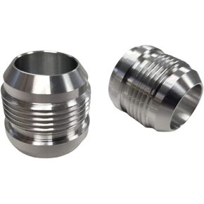 2-PACK 16AN Aluminum Male Weld on Bung 37 Degree JIC -16 16 AN16 Weldable Fitting Fuel Oil Coolant Fluid Air Bare Aluminum Raw Finish Turbo Drain Catch Can 1-5/16-12 Thread Flared Made In The USA