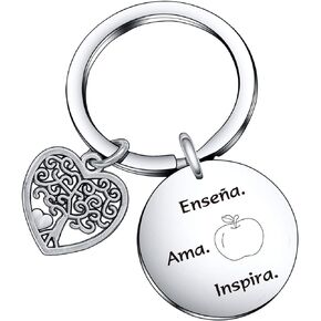 De&ai Spanish Teacher Appreciation Gift, Teachers in Spanish Apple Keychain, Enseña Ama Inspira Keychain