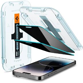 Spigen Tempered Glass Screen Protector [GlasTR EZ FIT - Privacy] Designed for iPhone 14 Pro [Case Friendly] - 2 Pack