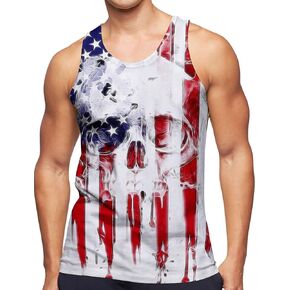 RAISEVERN Mens American Flag Tank Tops Patriotic 4th of July Sleeveless Shirt Independence Day USA Workout Tee
