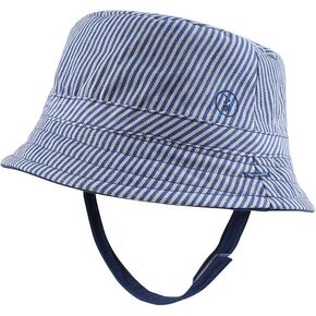 قبعة شمس للأطفال الصغار الأولاد والبنات تحمي من الأشعة فوق البنفسجية قبعة صيفية للرضع من القطن قابلة للتنفس 0-4 سنوات (أزرق مخطط، L) in Kuwait