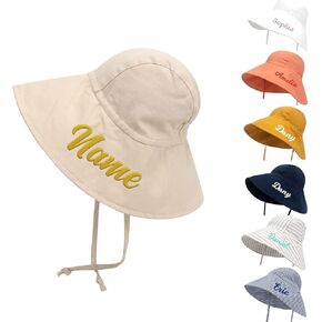 Custom Toddler Sun Hat, Foldable UPF 50+ Wide Brim Baby Boy Girl Hats Adjustable Summer Beach Hat Outdoor Bucket Hat