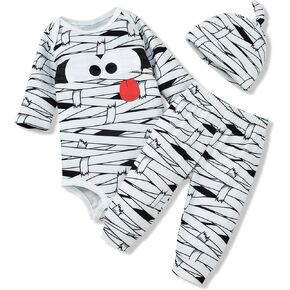 Aalizzwell Infant Baby Boys Girls Halloween Outfits Mummy Bodysuit Pants Clothes Set