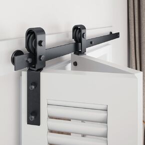 EaseLife 30" Bi-folding Sliding Barn Door Hardware Track Kit for 2 Closet Door,Side Mount,Heavy Duty,Slide Smoothly Quietly,Easy Install,Black,No Door (Track Length 34" for Double 15" Wide Door)