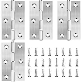 4 Pack 3 Inch Door Hinges Stainless Steel Folding Bifold Butt Cabinet Hinges Black Door Hinges with Screws for Door, Furnitures, Wooden Boxes, Windows, Cupboard, Dressers