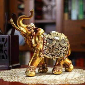 Lucky Elephant Statue,7" Elegant Elephant Figurine for Home Decor Unique and Sophisticated Ornament for Living Room, Table Centerpiece Shelfand Office Adds Charm and Good Luck