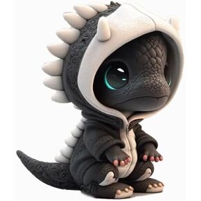 Cartoon Cool Dragon Figurines Statues, Cartoon Dragon Dinosaur Sculpture Decorations Cute Baby Dragon Ornament for Home Office Desk Garden Decor (White)