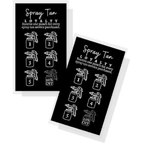 Spray Tan Loyalty Punch Reminder Card | 50 pk | Spray Tan Aftercare Client Instruction Cards Matches Intake Forms for Customers Rapid Tan 2x3.5"
