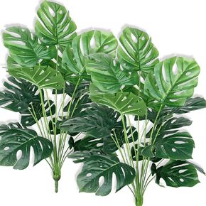 Ollain Fake Plants Artificial Palm Tree 28" Large Monstera Plant for Indoor and Outdoor Home Office Décor (2) in Kuwait