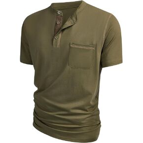 Hardaddy Men's Short Sleeve Henley Shirts Casual Summer Lightweight Button Henley Solid T-Shirt Tops