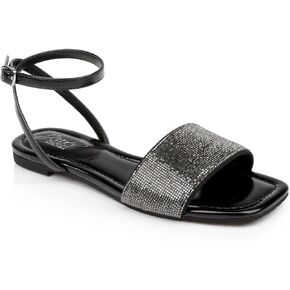 Jewel Badgley Mischka Hadley Flat Sandals with Ankle Strap