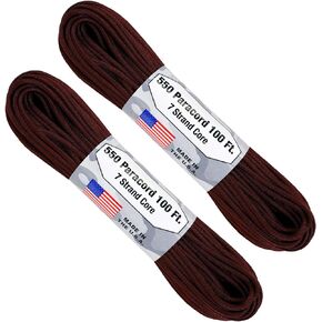 Atwood Rope - Maroon 550 Paracord, 7 Strand Core 1/8 inch x 100 Foot - 2 Pack