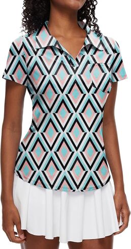 Loovoo Womens Golf Shirts Short Sleeve Collared V-Neck Casual Polos Quick Dry Workout Tennis Tops in Saudi Arabia