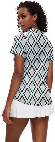 Loovoo Womens Golf Shirts Short Sleeve Collared V-Neck Casual Polos Quick Dry Workout Tennis Tops in Saudi Arabia