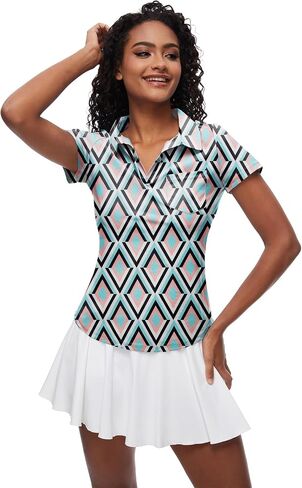 Loovoo Womens Golf Shirts Short Sleeve Collared V-Neck Casual Polos Quick Dry Workout Tennis Tops in Saudi Arabia