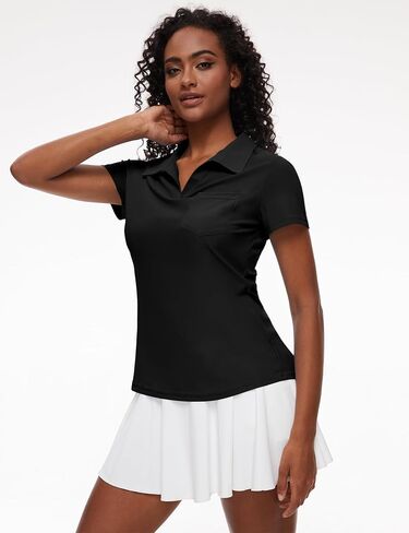 Loovoo Womens Golf Shirts Short Sleeve Collared V-Neck Casual Polos Quick Dry Workout Tennis Tops in Saudi Arabia