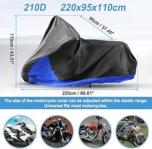 غطاء دراجة نارية X AUTOHAUX 2 في 1 حقيبة تخزين غطاء دراجة نارية مقاوم للماء وغبار المطر لدراجة Harley Sportster Iron 883 Street 750 Forty-Eight Cruiser Scooter نماذج الدراجة الترابية أسود أزرق in Kuwait
