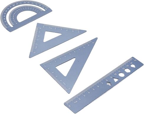 Black Triangular Scale Ruler Sets Geometry Set Aluminum Alloy Measuring Ruler Engineer Drafting Tools Drawing Triangle 2 Sets in Saudi Arabia
